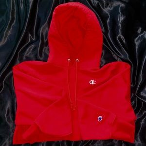 Champion Red Cropped Hoodie